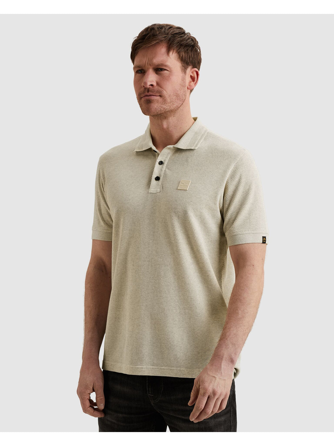 Short sleeve polo popcorn jersey, Bone White 7013 Bild 3