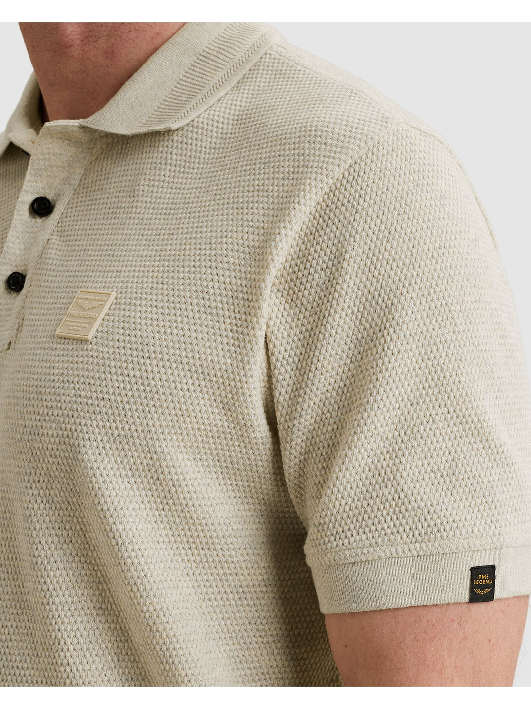 Short sleeve polo popcorn jersey, Bone White 7013 Bild 6