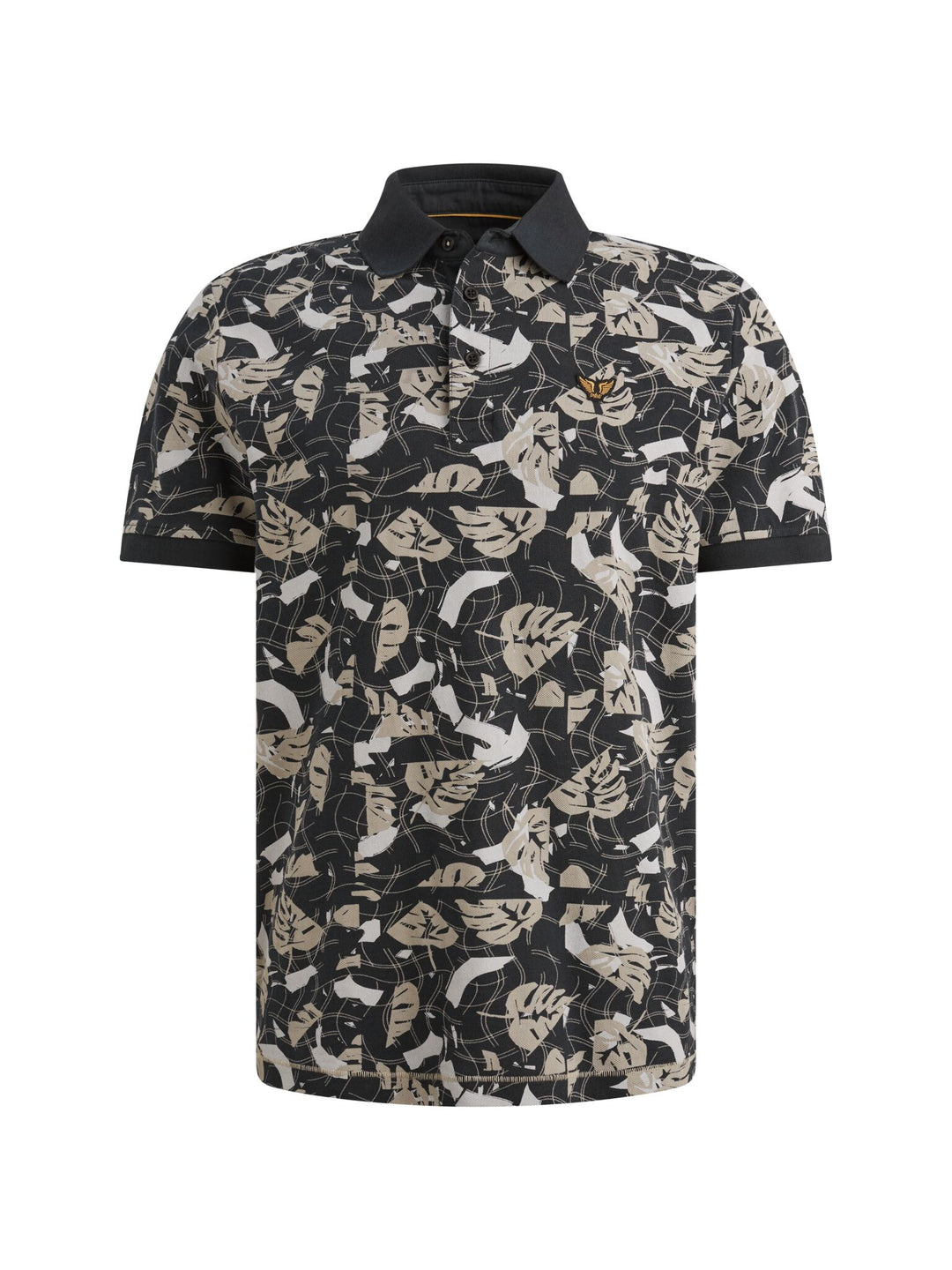 Short sleeve polo printed fine piq, Carbon 5282 Bild 1