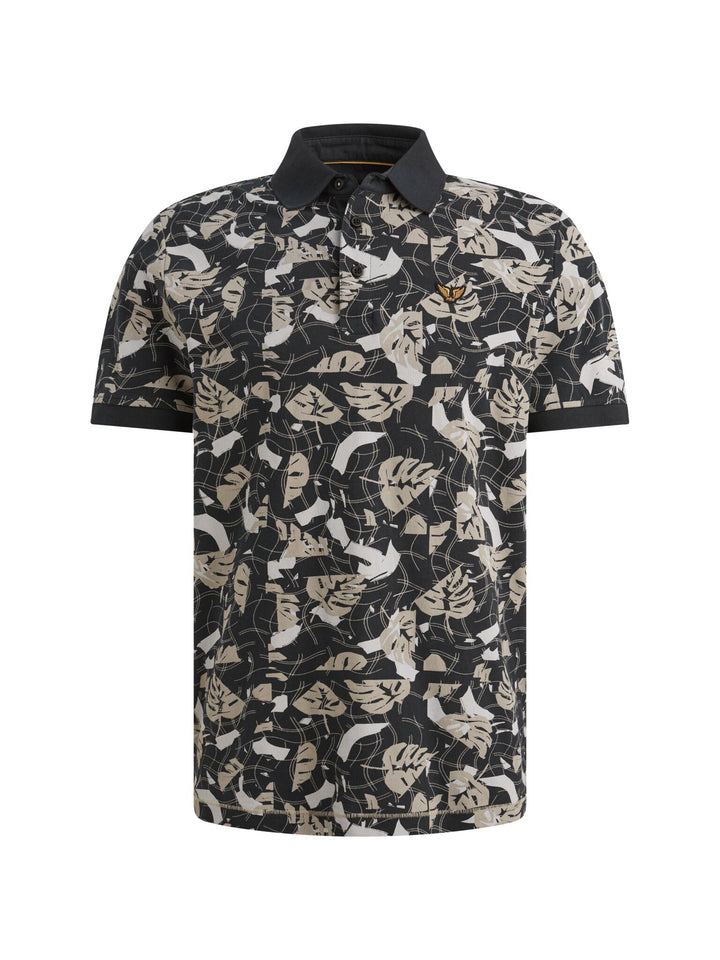 Short sleeve polo printed fine piq, Carbon 5282 Bild 1
