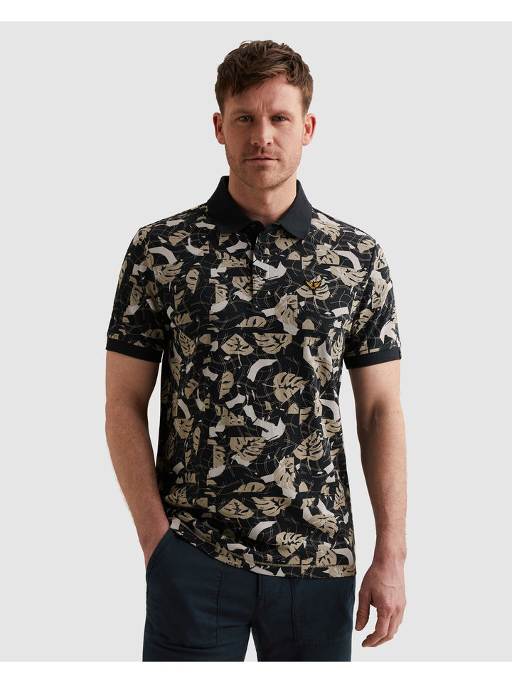 Short sleeve polo printed fine piq, Carbon 5282 Bild 3