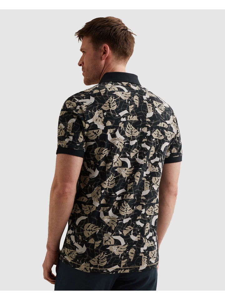 Short sleeve polo printed fine piq, Carbon 5282 Bild 4
