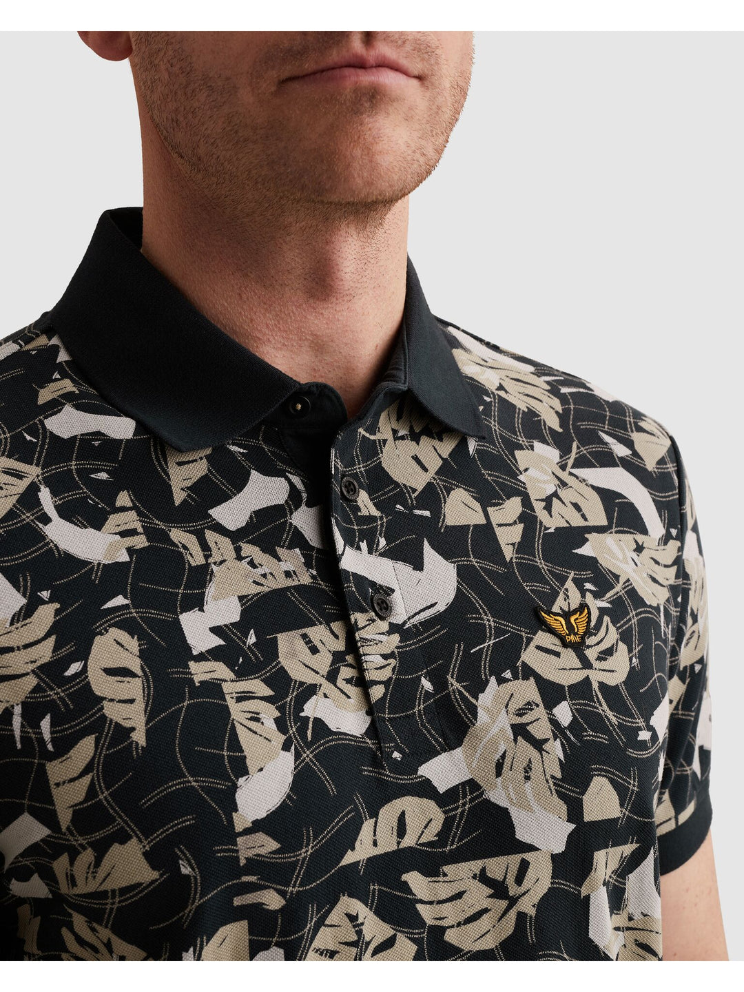 Short sleeve polo printed fine piq, Carbon 5282 Bild 5