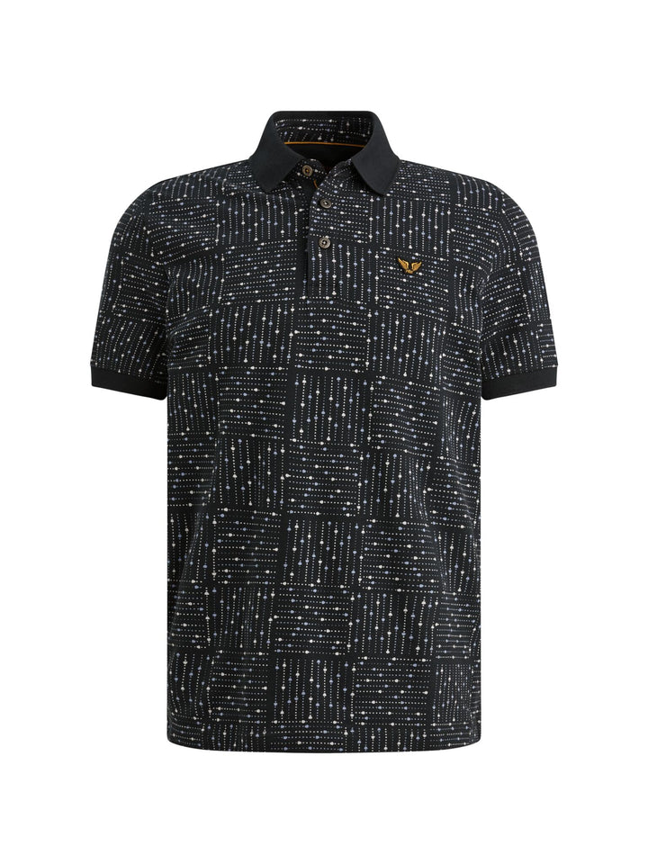 Short sleeve polo printed fine piq, Carbon 5282 Bild 1