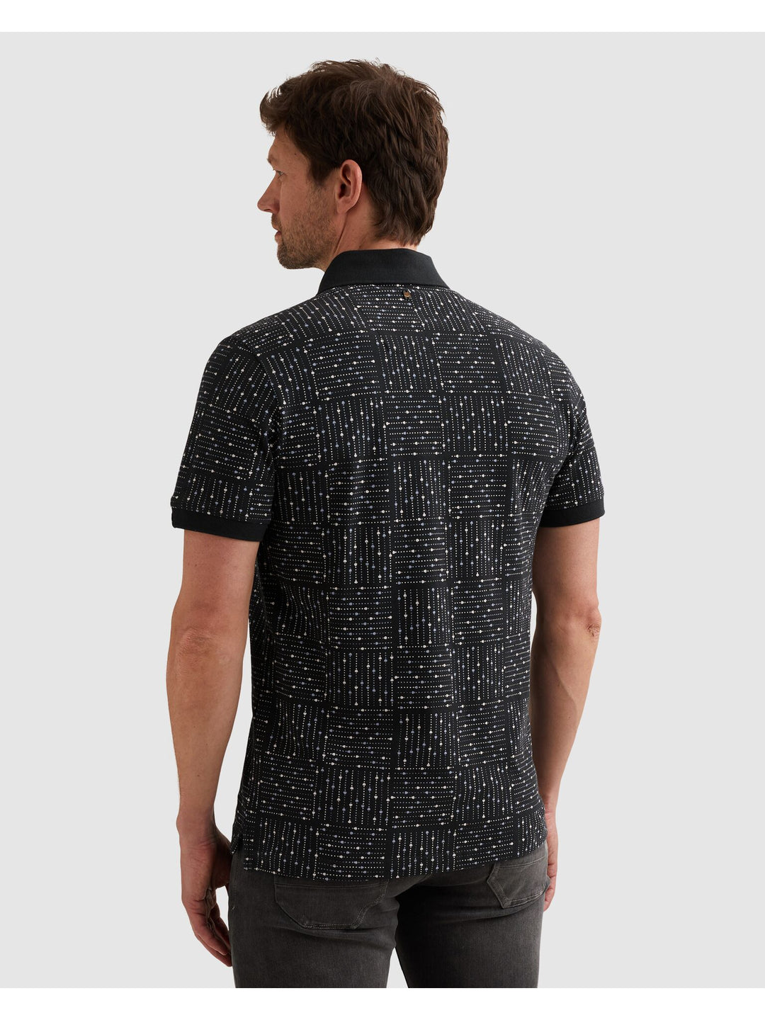 Short sleeve polo printed fine piq, Carbon 5282 Bild 5