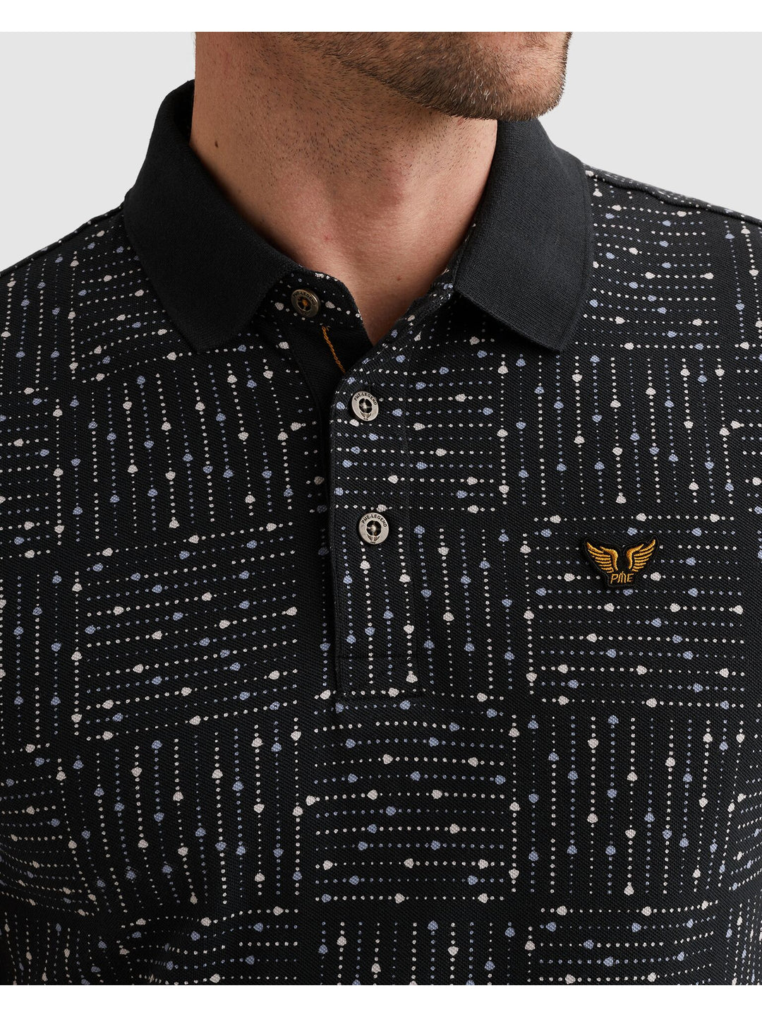 Short sleeve polo printed fine piq, Carbon 5282 Bild 6