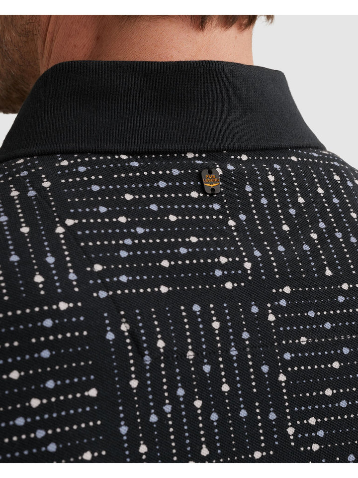 Short sleeve polo printed fine piq, Carbon 5282 Bild 7