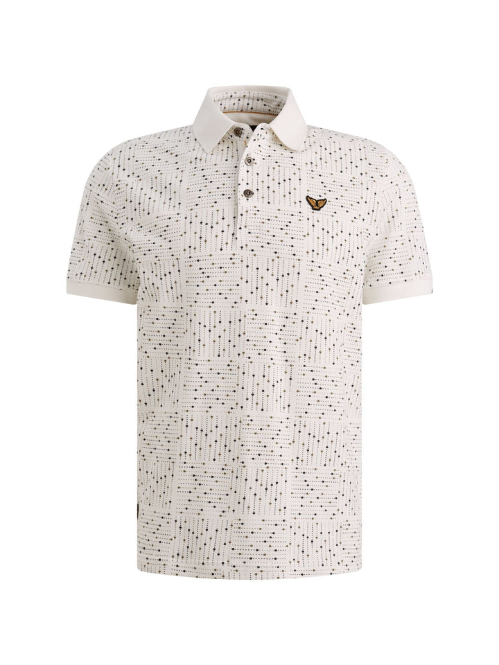 Short sleeve polo printed fine piq, Egret 7001 Bild 1