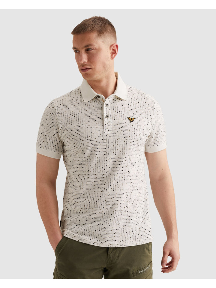 Short sleeve polo printed fine piq, Egret 7001 Bild 3