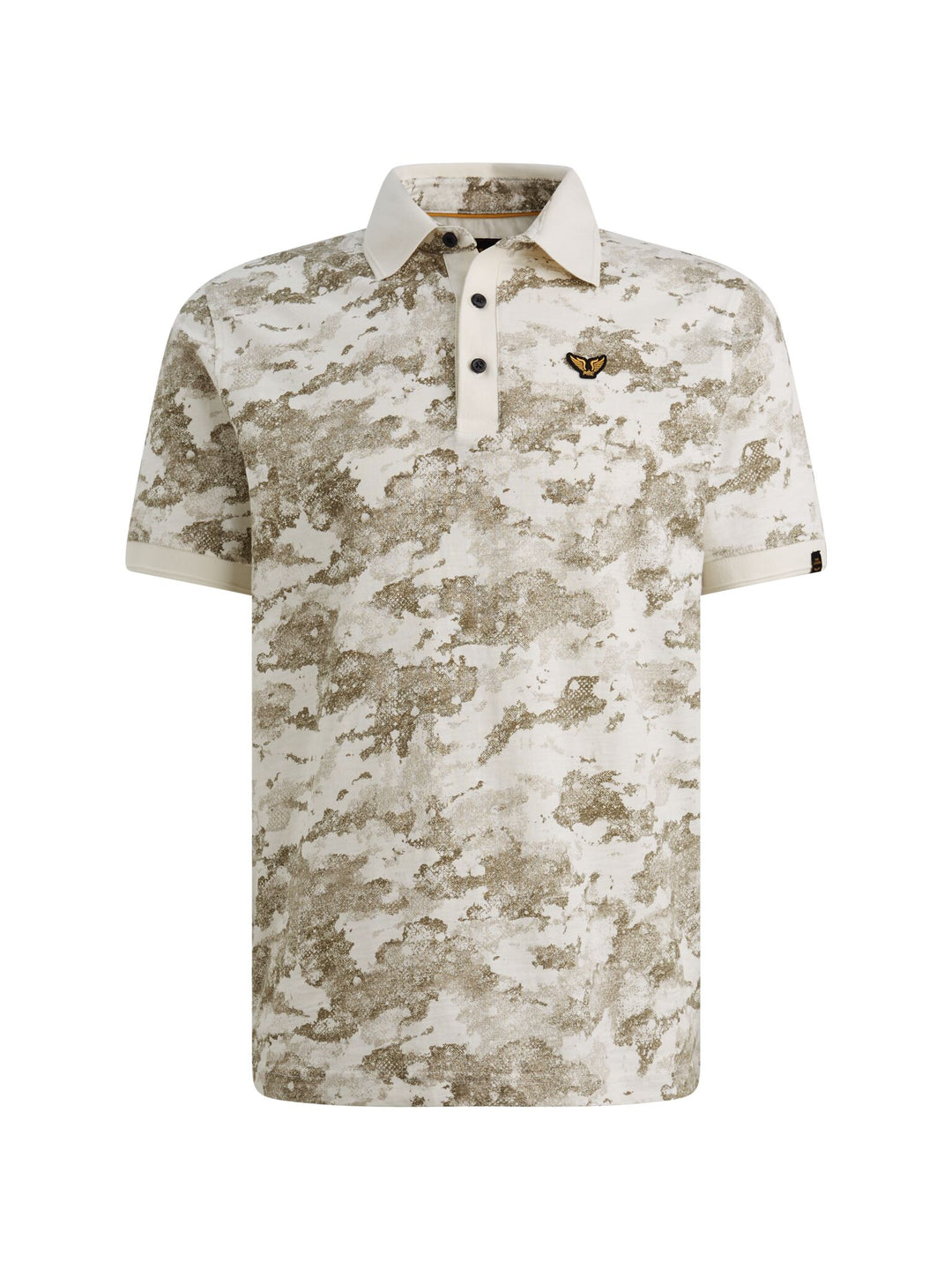 Short sleeve polo printed slub jer, Egret 7001 Bild 1