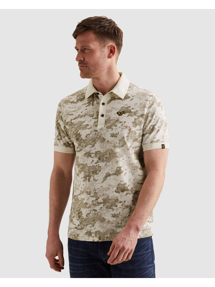 Short sleeve polo printed slub jer, Egret 7001 Bild 4