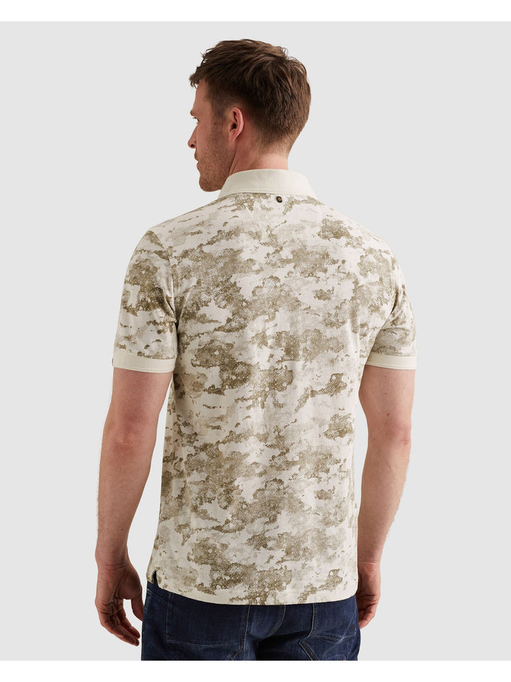 Short sleeve polo printed slub jer, Egret 7001 Bild 5