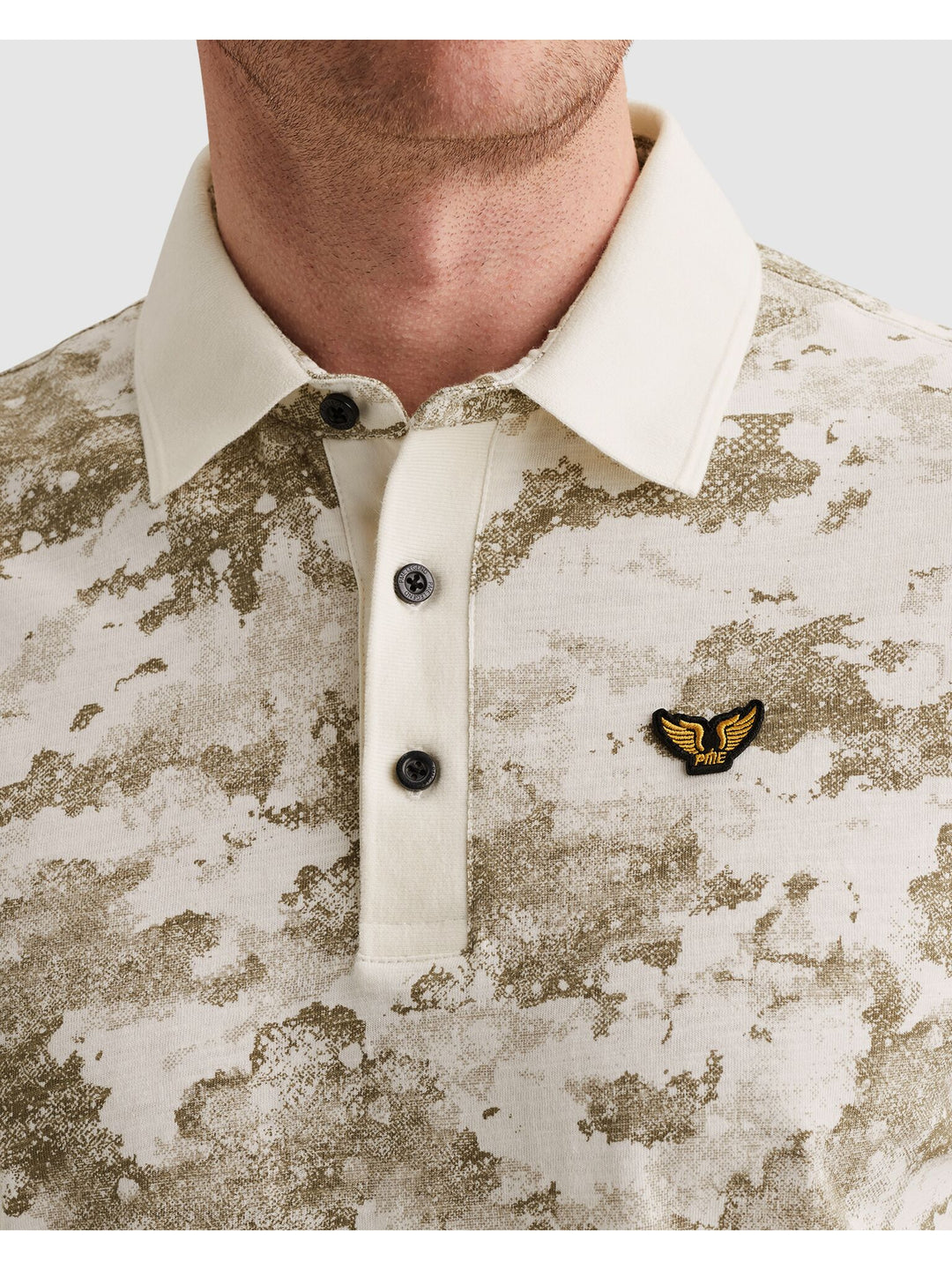 Short sleeve polo printed slub jer, Egret 7001 Bild 6