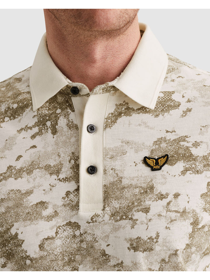 Short sleeve polo printed slub jer, Egret 7001 Bild 6