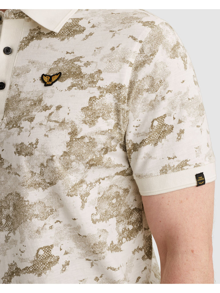 Short sleeve polo printed slub jer, Egret 7001 Bild 7
