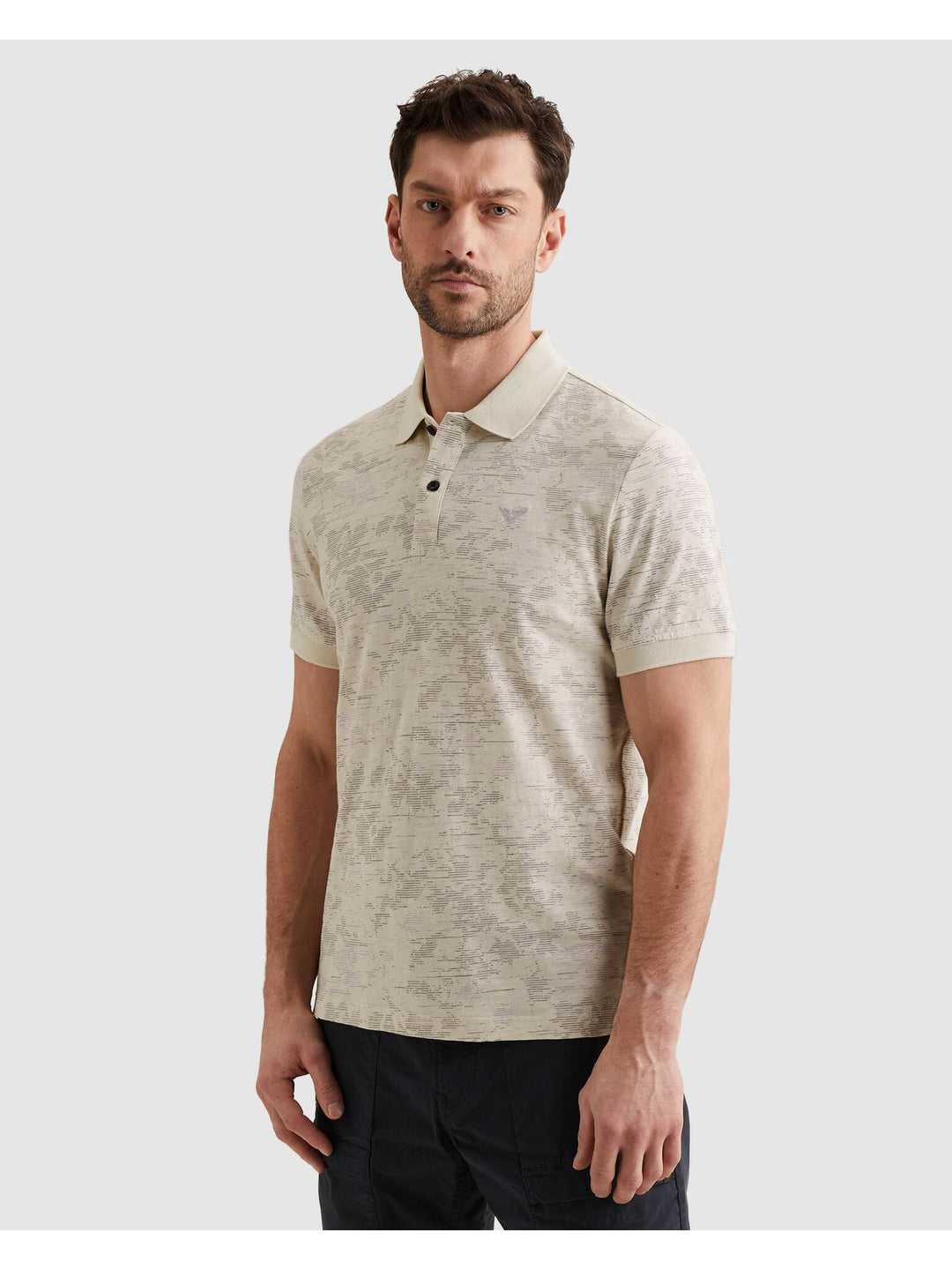 Short sleeve polo slub jersey aop, Bone White 7013 Bild 3