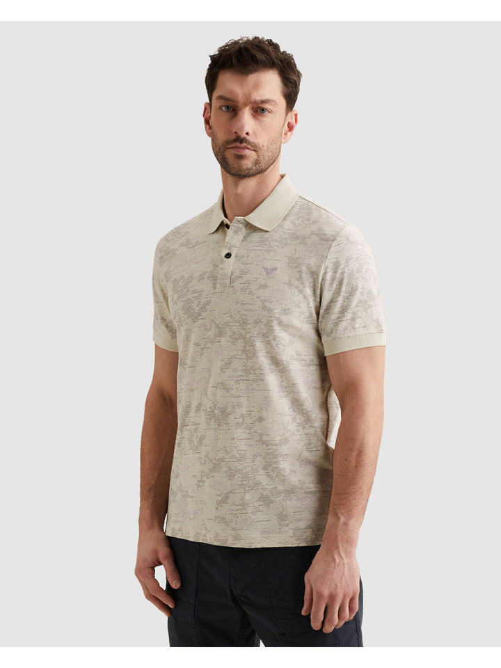 Short sleeve polo slub jersey aop, Bone White 7013 Bild 3