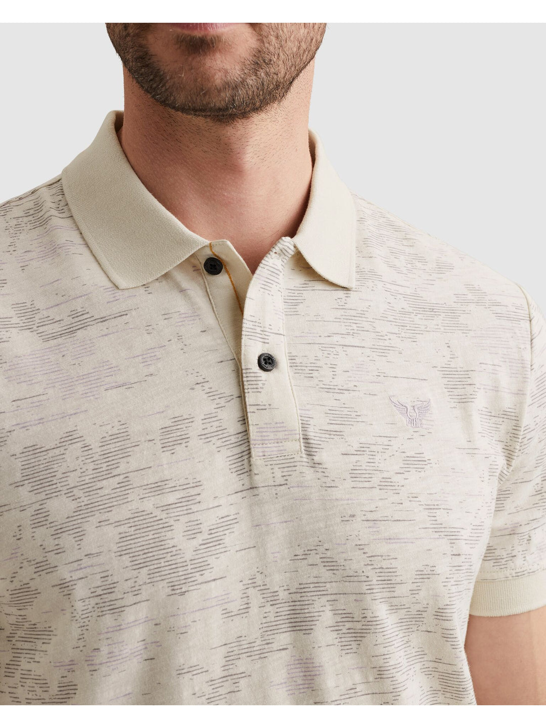 Short sleeve polo slub jersey aop, Bone White 7013 Bild 5