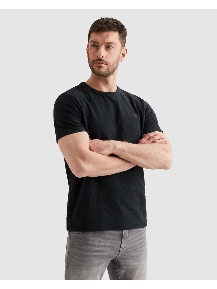 Short sleeve r-neck jacquard jerse, Carbon 5282 Bild 3