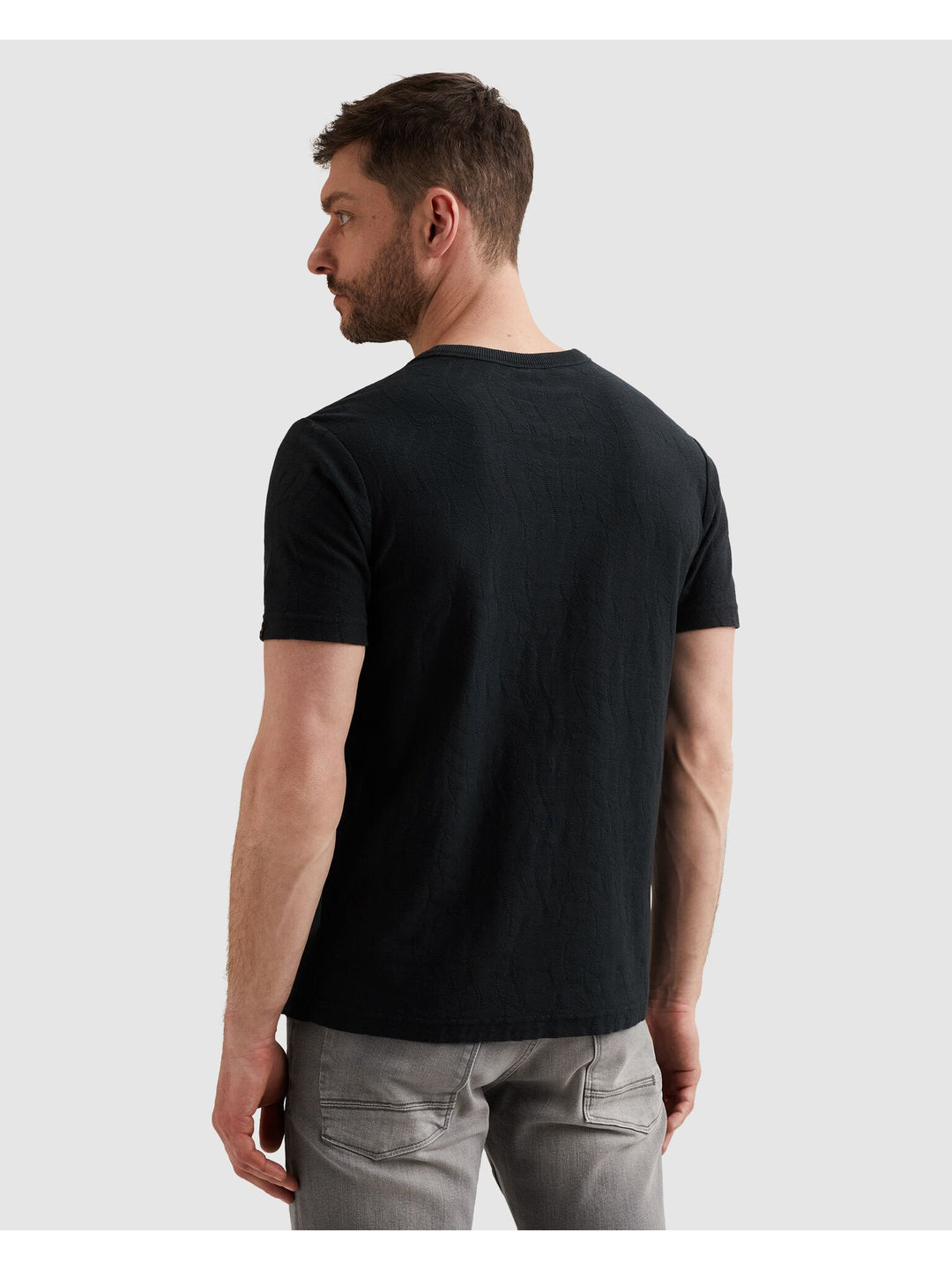 Short sleeve r-neck jacquard jerse, Carbon 5282 Bild 4