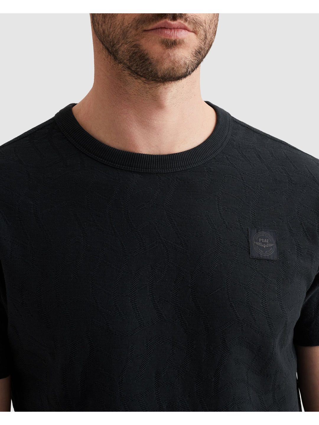 Short sleeve r-neck jacquard jerse, Carbon 5282 Bild 5