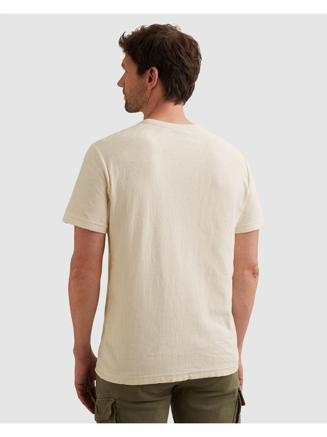 Short sleeve r-neck jacquard jerse, Egret 7001 Bild 4