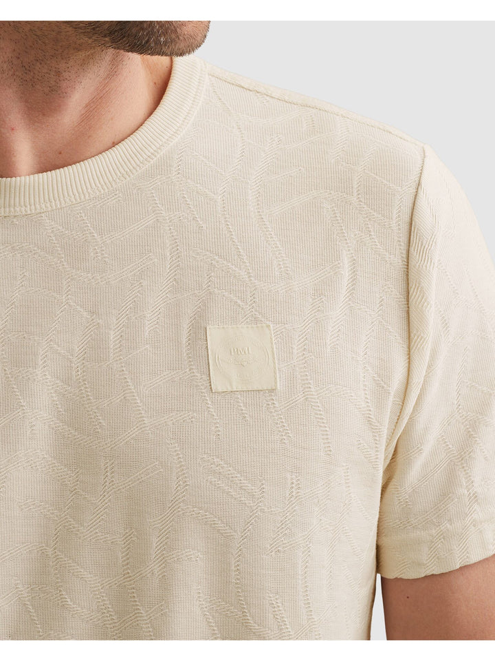 Short sleeve r-neck jacquard jerse, Egret 7001 Bild 5
