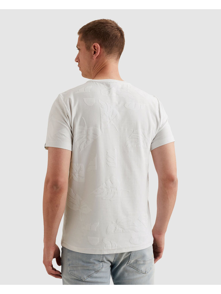 Short sleeve r-neck jacquard jerse, Egret 7001 Bild 4
