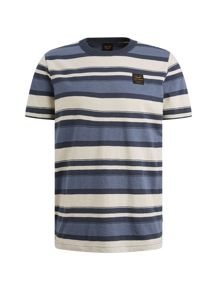 Short sleeve r-neck slub striped j, Bijou Blue 5052 Bild 1