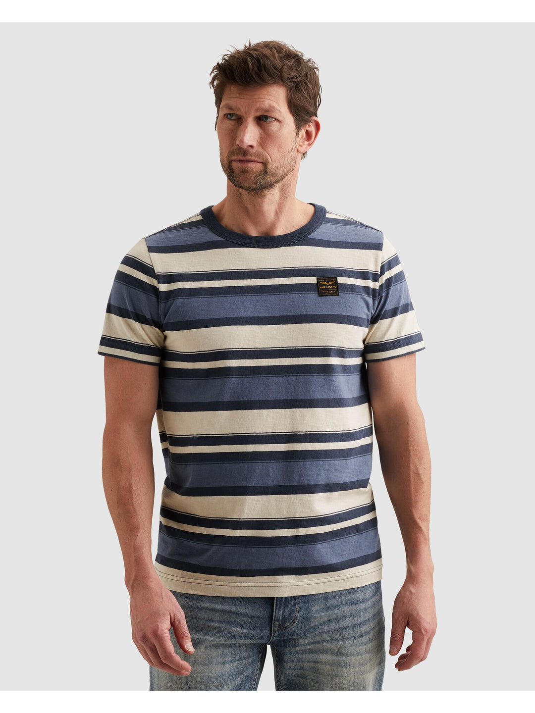 Short sleeve r-neck slub striped j, Bijou Blue 5052 Bild 3