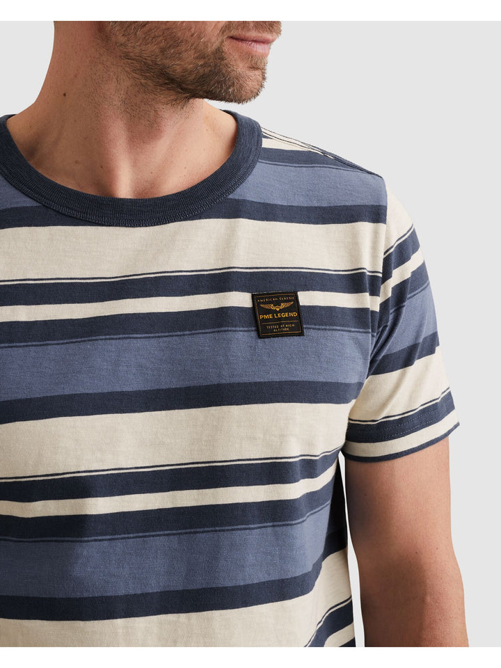 Short sleeve r-neck slub striped j, Bijou Blue 5052 Bild 5