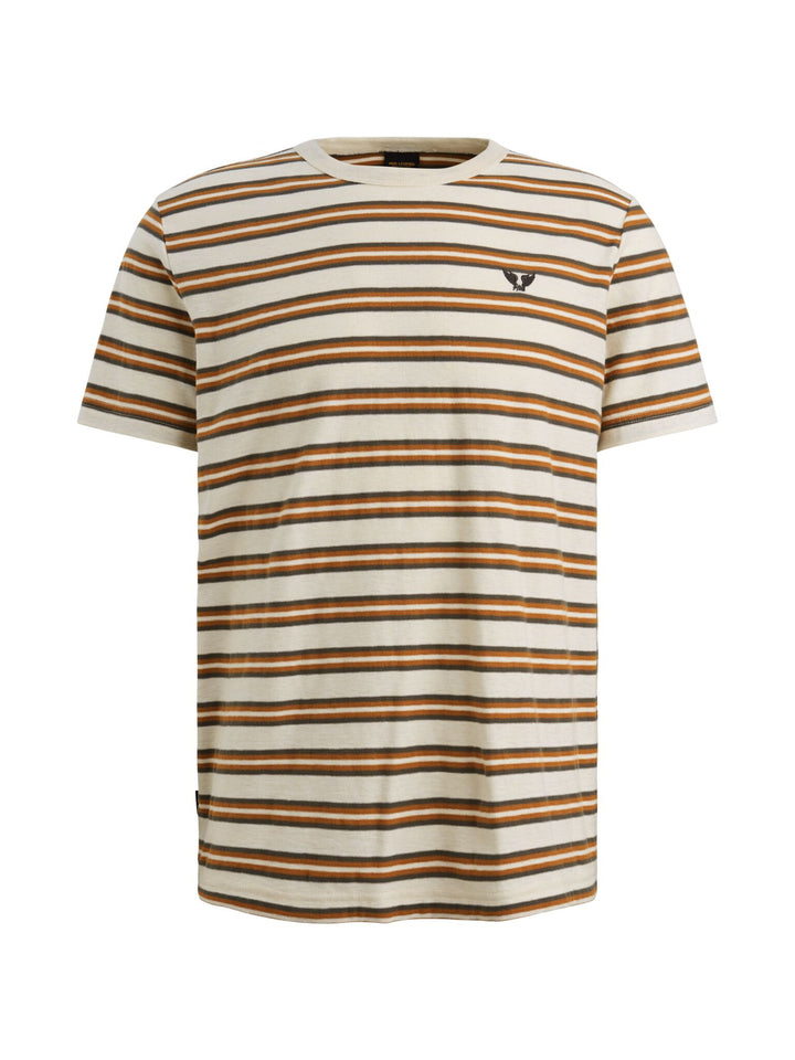 Short sleeve r-neck stripe mel jer, Bone White 7013 Bild 1