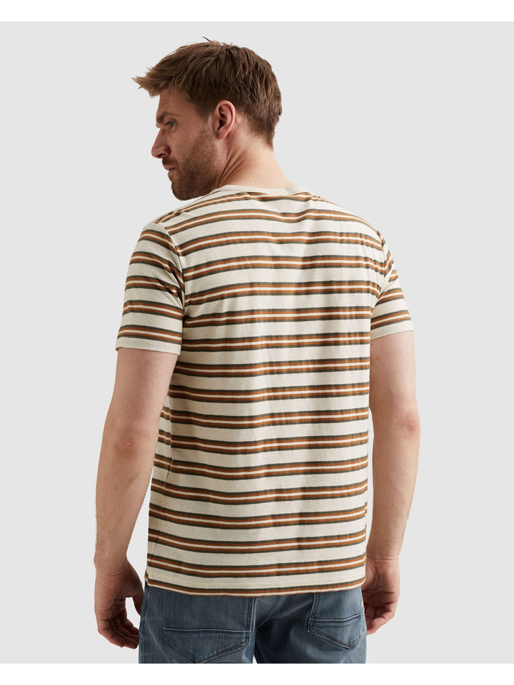 Short sleeve r-neck stripe mel jer, Bone White 7013 Bild 4