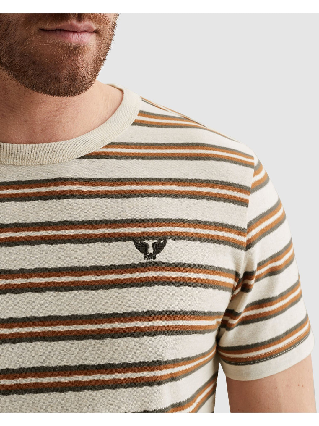 Short sleeve r-neck stripe mel jer, Bone White 7013 Bild 5