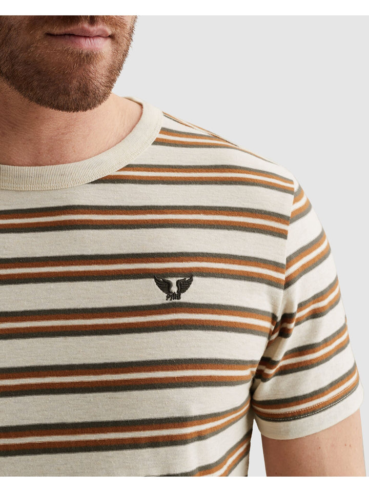 Short sleeve r-neck stripe mel jer, Bone White 7013 Bild 5