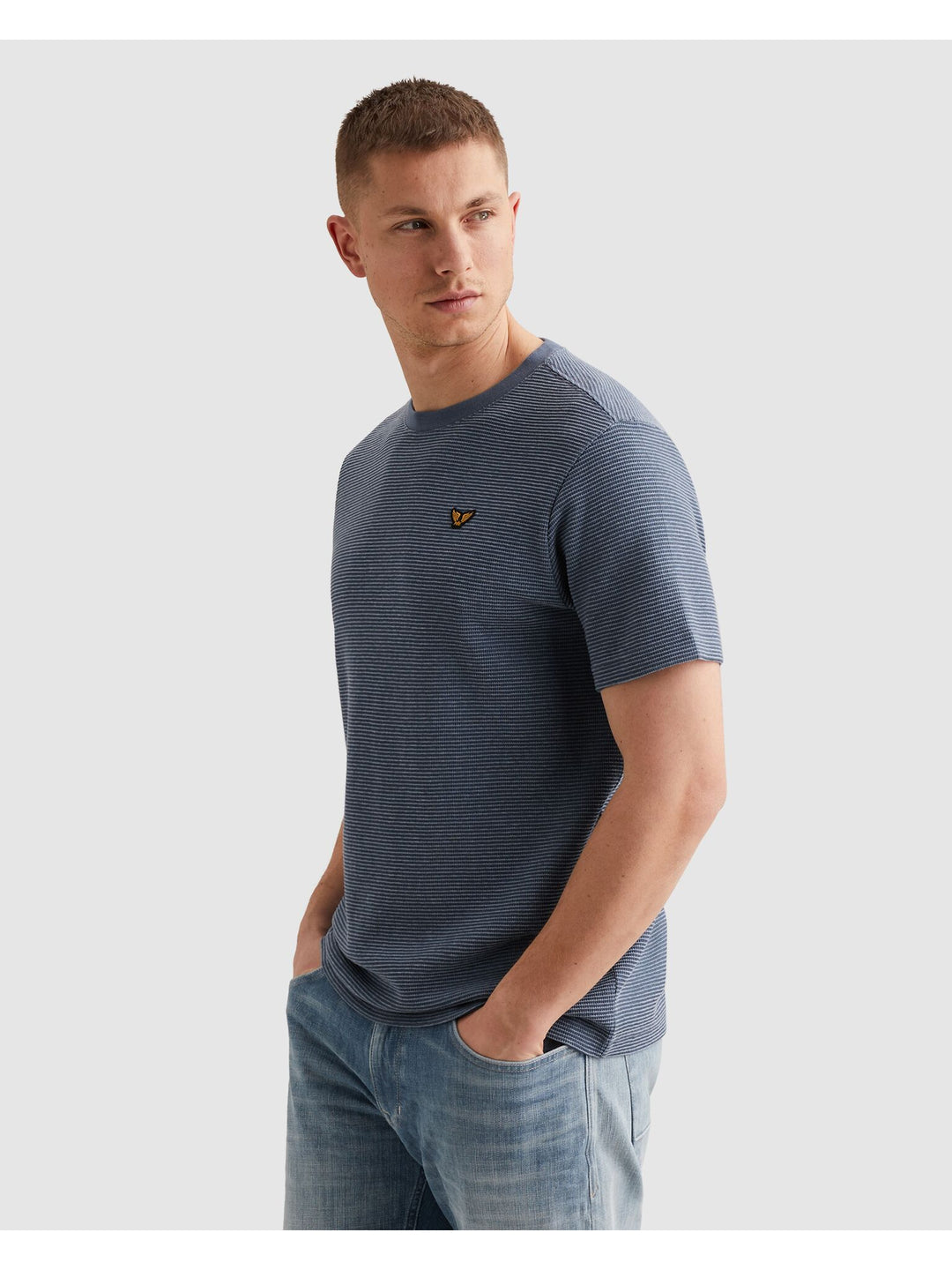 Short sleeve r-neck two tone textu, Bijou Blue 5052 Bild 3