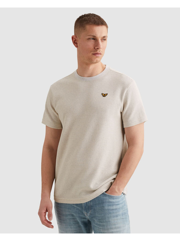 Short sleeve r-neck two tone textu, Bone White 7013 Bild 3
