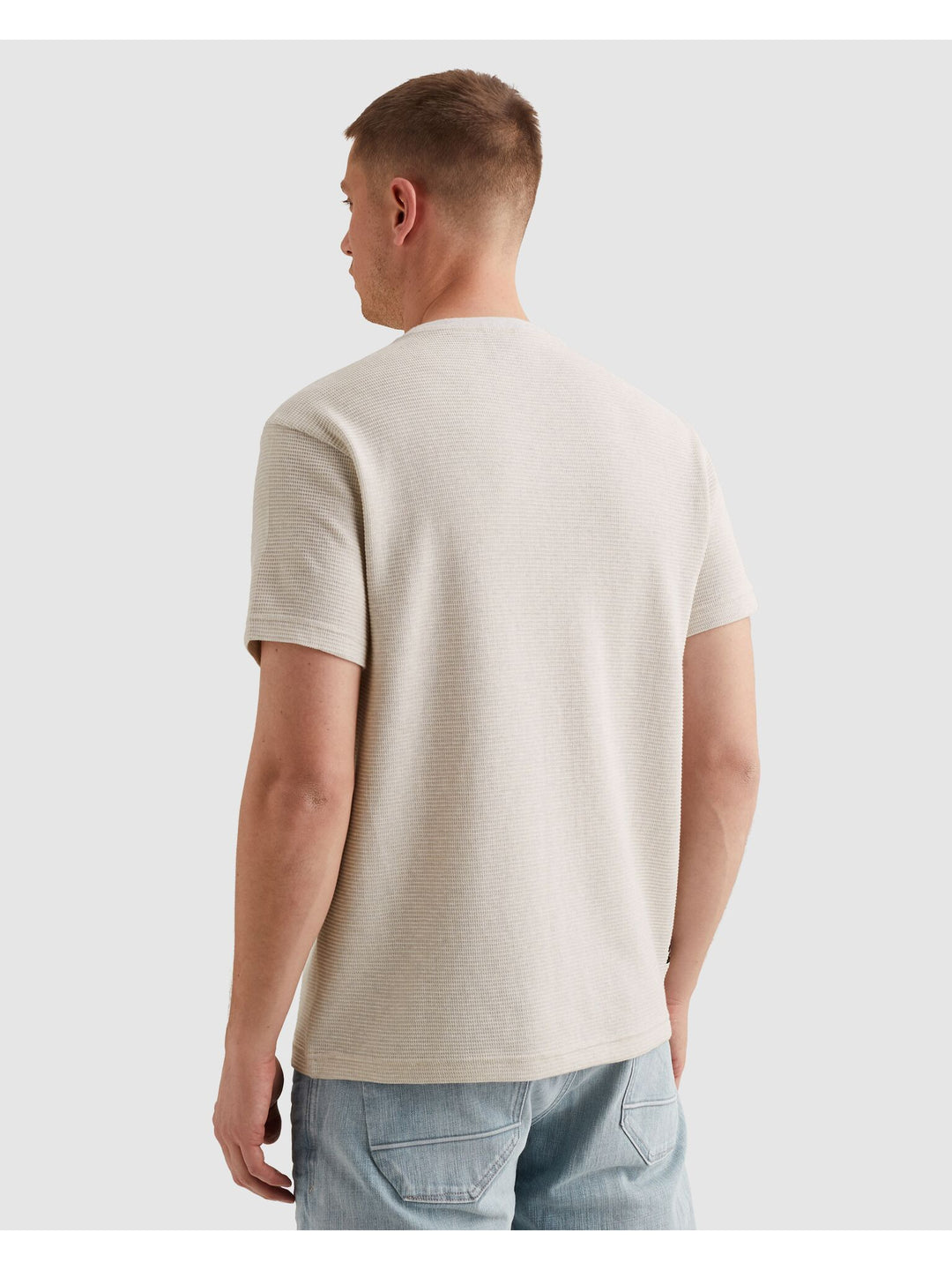 Short sleeve r-neck two tone textu, Bone White 7013 Bild 4