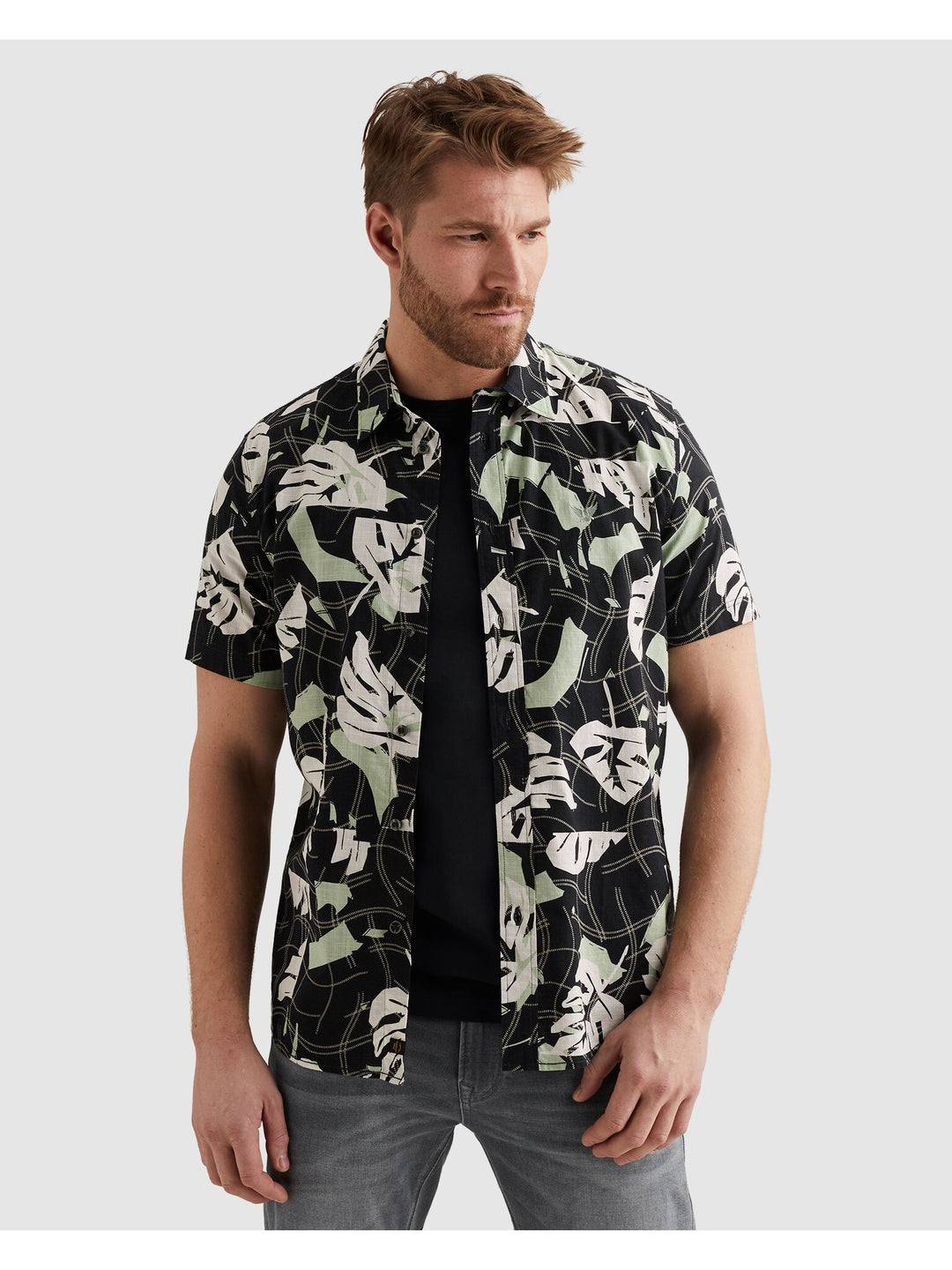 Short Sleeve Shirt Print on Cotton, Carbon 5282 Bild 3