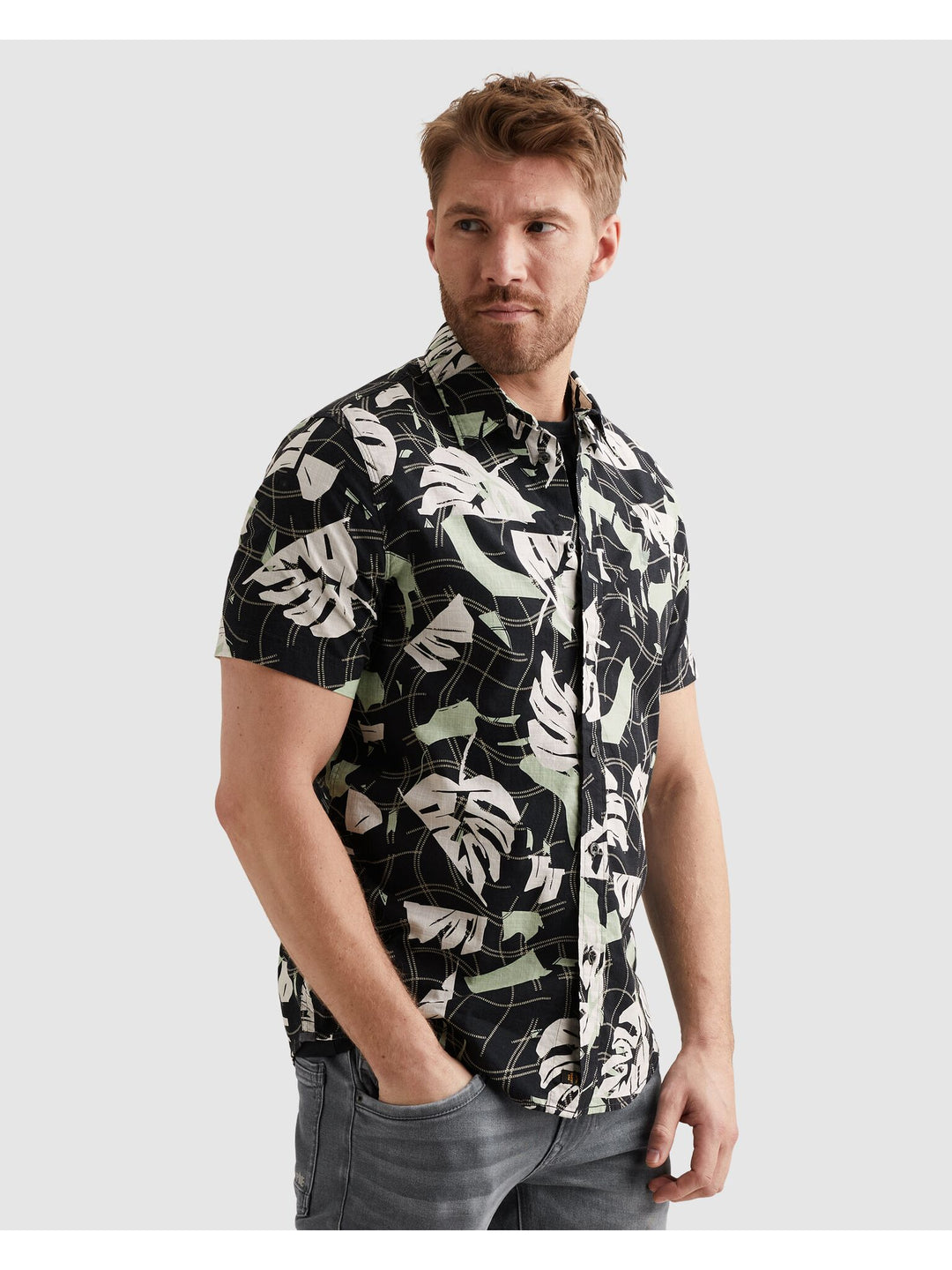 Short Sleeve Shirt Print on Cotton, Carbon 5282 Bild 4