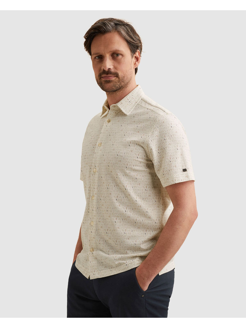Short Sleeve Shirt Print on Seersu, Cloud Dancer 7004 Bild 2