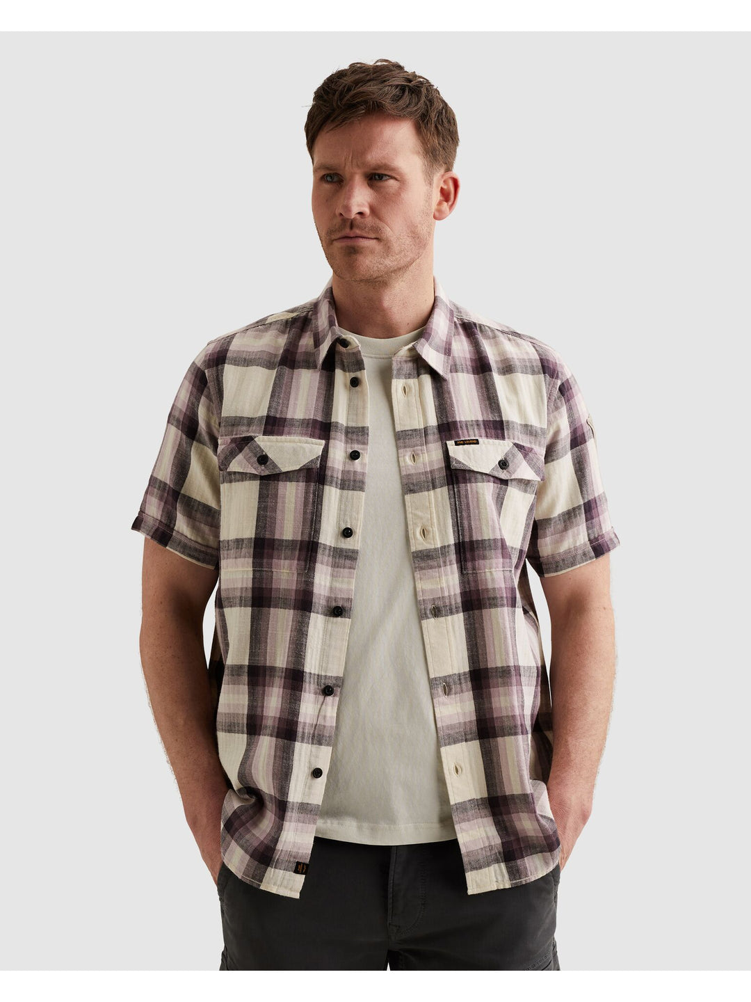 Short Sleeve Shirt Slub Herringbon, Moonscape 4323 Bild 3
