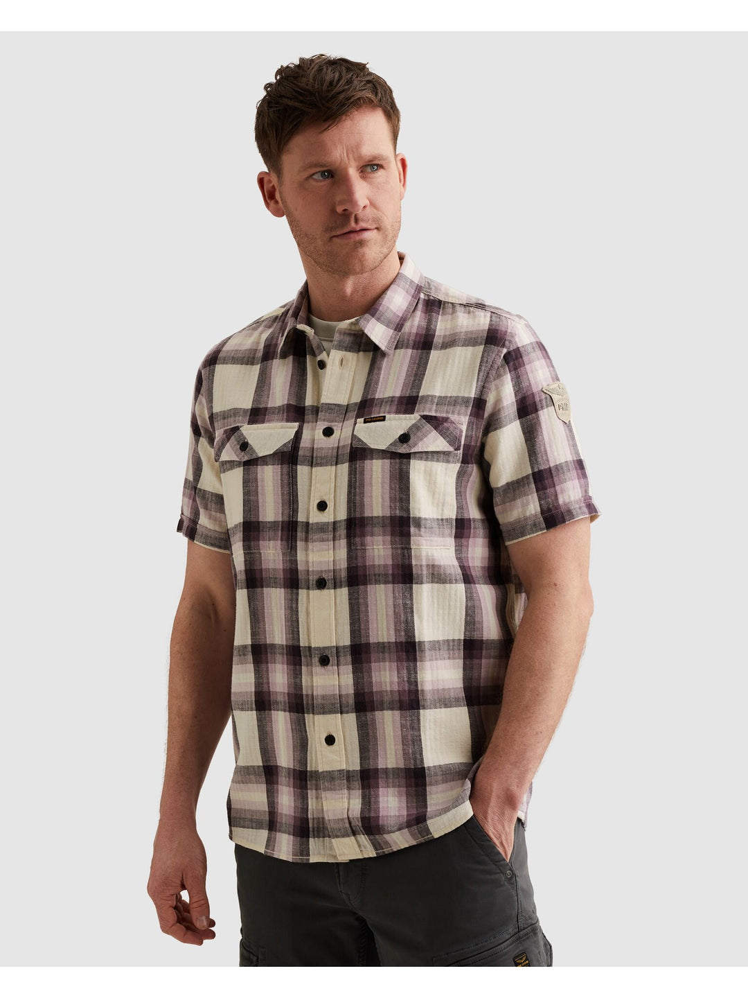 Short Sleeve Shirt Slub Herringbon, Moonscape 4323 Bild 4