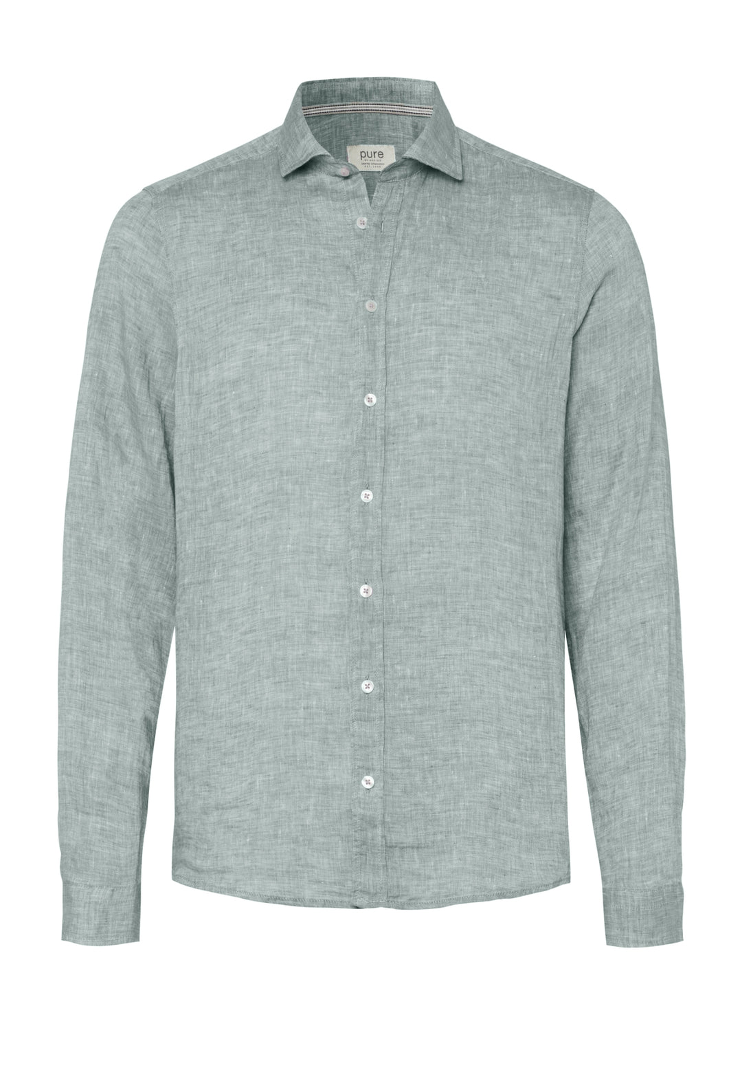 PURE- Casual Hemd Langarm, uni aqua 142 Bild 1