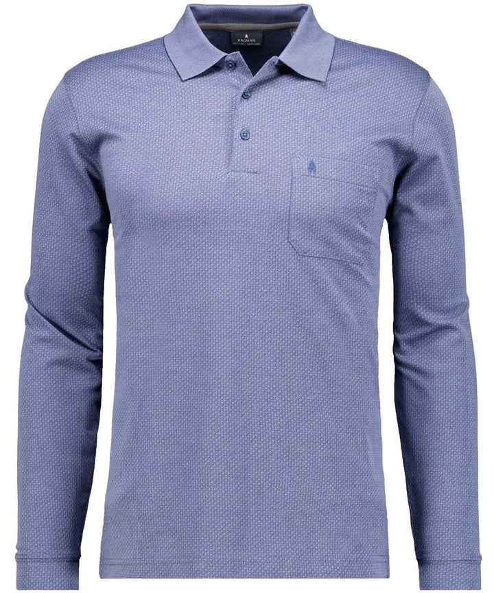 Polo button, LS, jacquard OV, JEANS 778 Bild 1