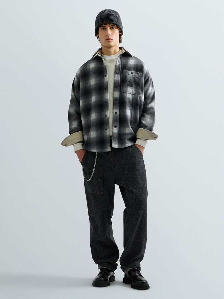 Jacke CHECKED WOOLEN MELTON, BLACK/LT GREY MACRO CHECK C059 Bild 3