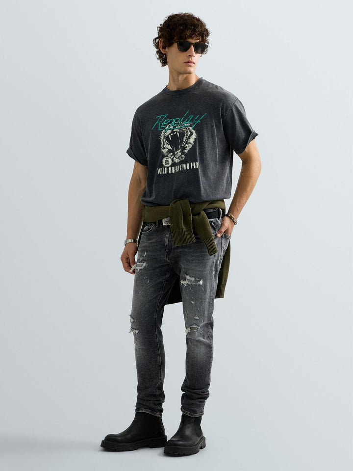 TShirt ACID WASH COTTON LOOSE, RAVEN C072 Bild 3