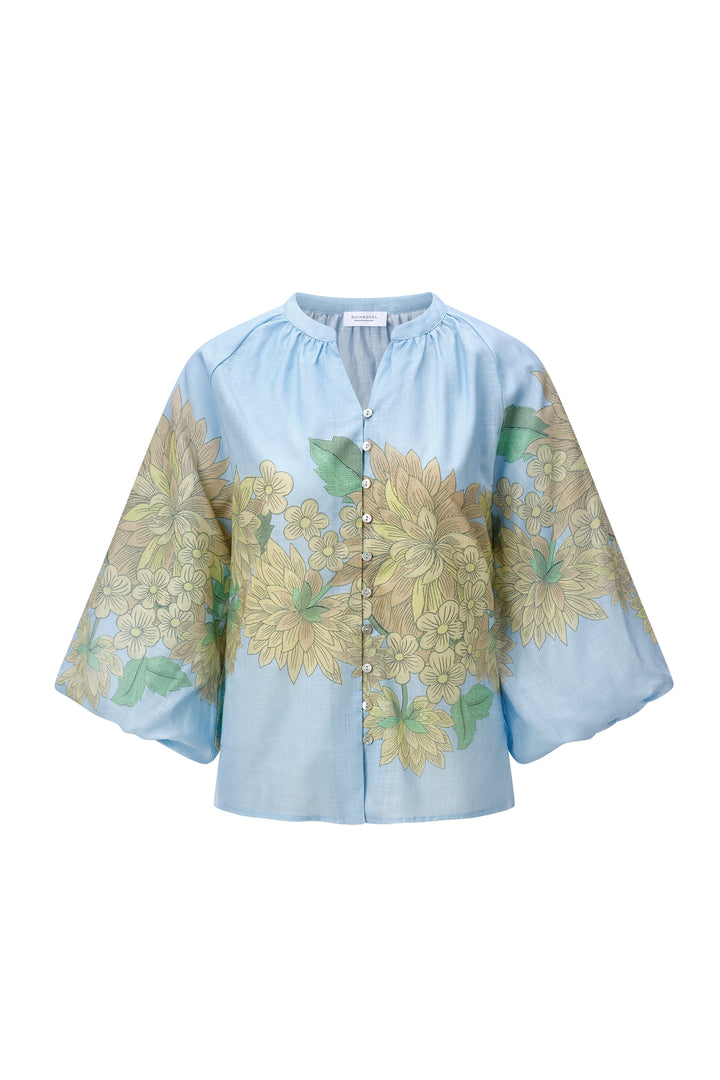 Blouse with place print, lagoon 701 Bild 1