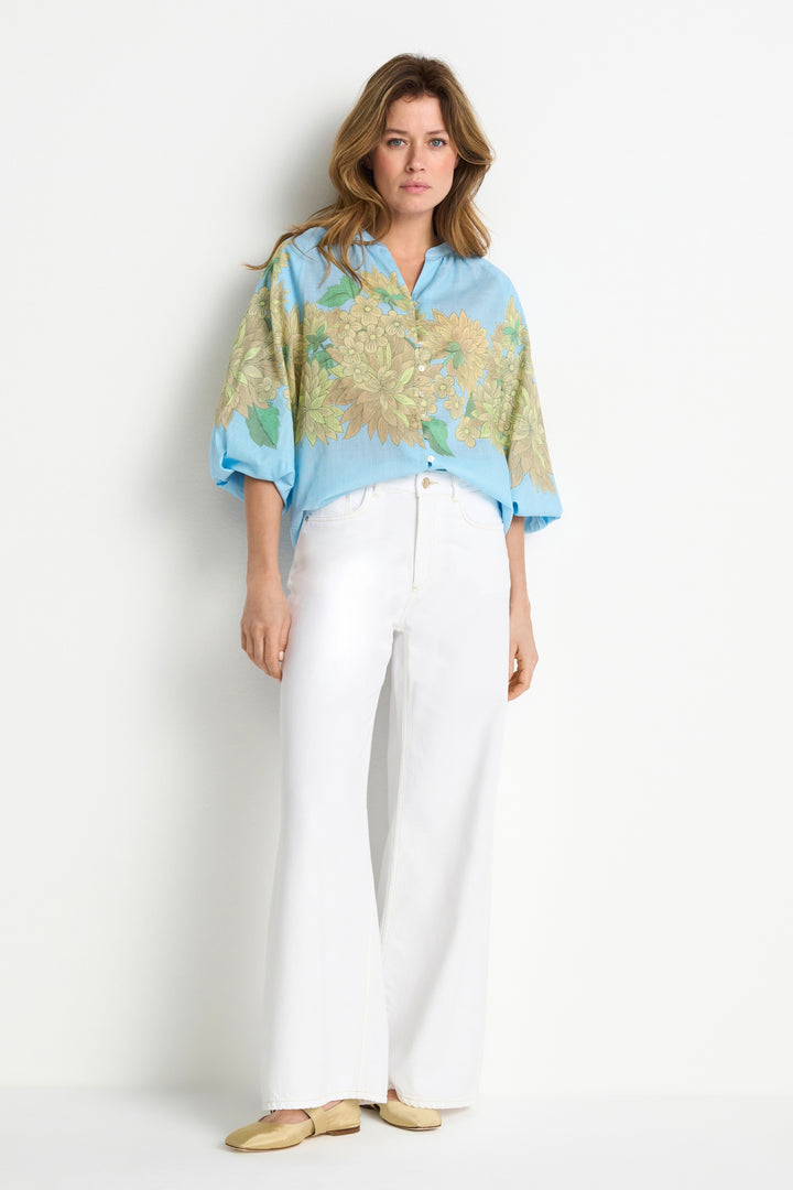 Blouse with place print, lagoon 701 Bild 2
