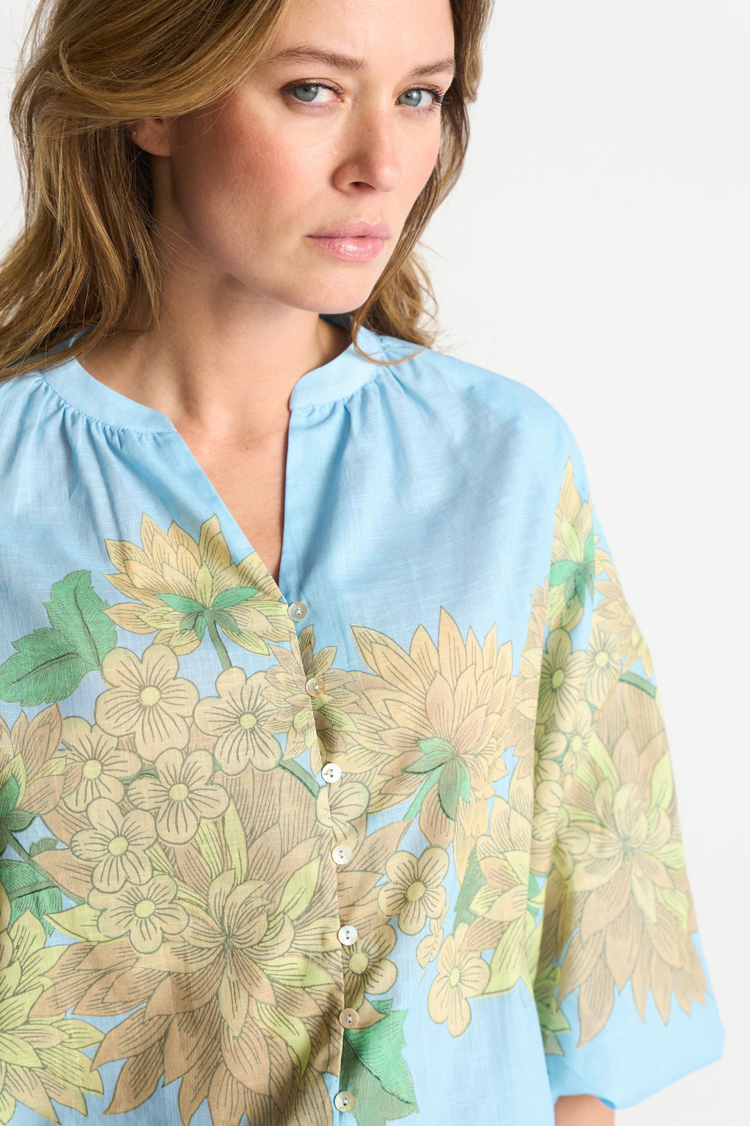 Blouse with place print, lagoon 701 Bild 5